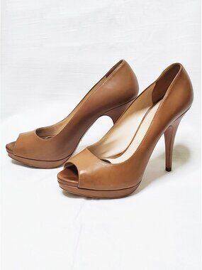 Authentic PRADA Nude Leather Peeptoe Stiletto Size 39